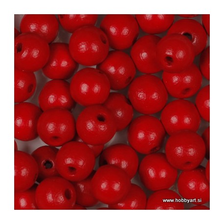 Lesene perle 10mm, Rdeče, 60 kosov