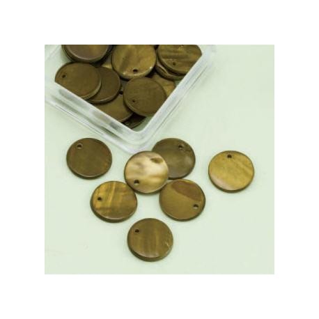 Biserna matica krog 15mm, olivno zelena 25kos