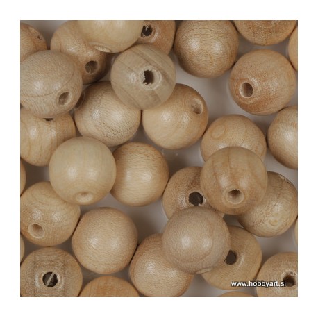 Lesene perle 14mm, Naravne, 25 kosov