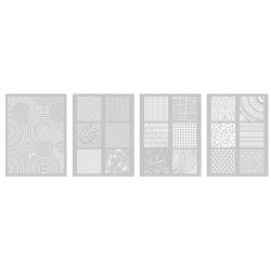 Šablona-sito za sitotisk Silkscreen 114x153mm Rastlinski vzorci 4 kosi