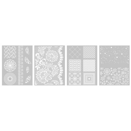 Šablona-sito za sitotisk Silkscreen 114x153mm Deco vzorci 4 kosi