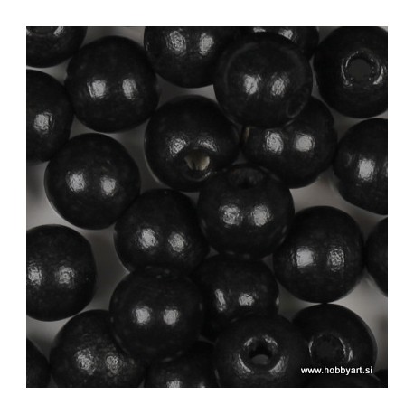 Lesene perle 14mm, Črne, 25 kosov