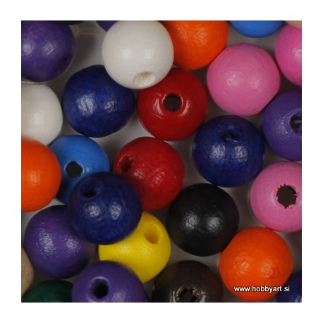 Lesene perle 14mm, Mešane, 25 kosov