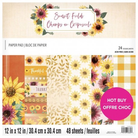 Blok z vzorci 30,5 x 30,5cm Craft Smith Sončnična polja 48 listov