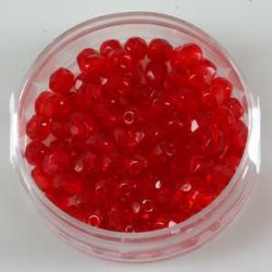 Brušene steklene perle 4mm, rubin rd., 100kos