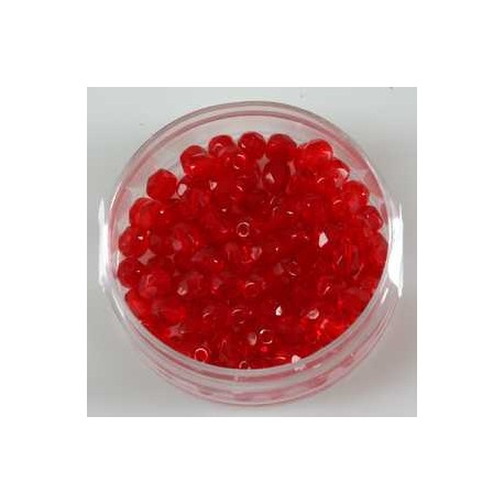 Brušene steklene perle 4mm, rubin rd., 100kos