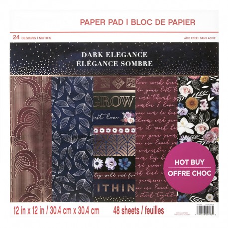 Blok z vzorci 30,5 x 30,5cm Craft Smith Temna eleganca 48 listov