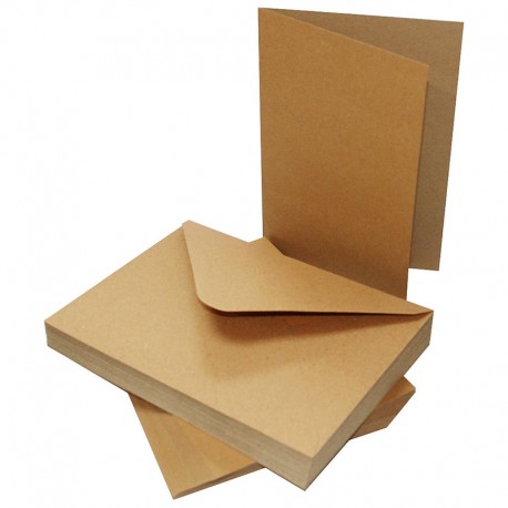 Voščilnice in kuverte 12,5 x 17,5cm recikliran Kraft barva 50 kosov