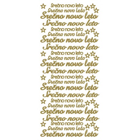 Nalepka Srečno novo leto 10 x 23cm Zlata