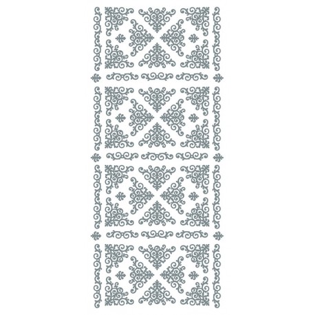 Nalepke 10 x 23cm Srebrne Kotni Ornamenti