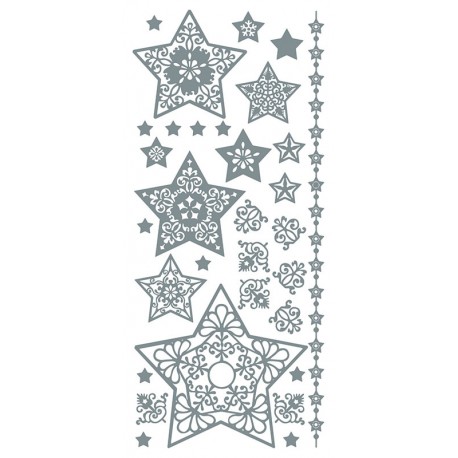 Konturna nalepka Srebrna 10 x 23cm Zvezde ornamenti