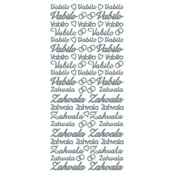 Nalepke Srebrna 10 x 23cm Slovenski napisi Zahvala Vabilo