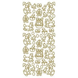 Konturne Nalepke Zlate 10 x 23cm Velikonočni motivi