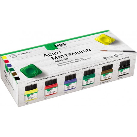 Komplet akrilnih dekorativnih mat barv 6 x 20ml + čopič