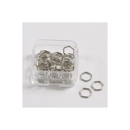 Obroček šestkotnik 7mm set 50, srebrne b.