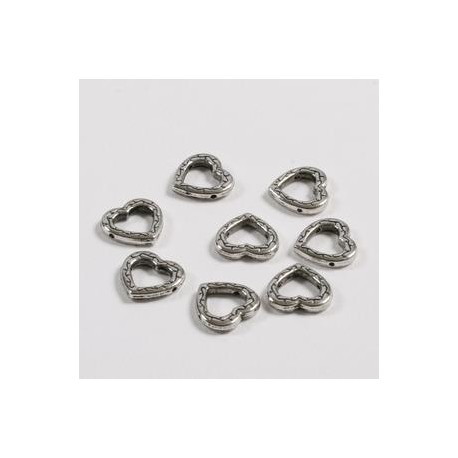Metalne perle Srce 14mm set 6, Srebrne b.
