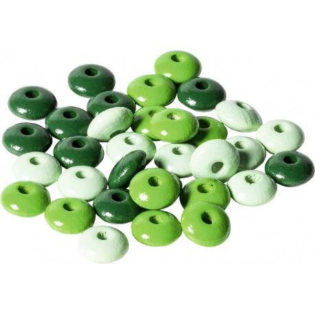 Lesene perle ovalne mix zelene 33 kosov 10mm