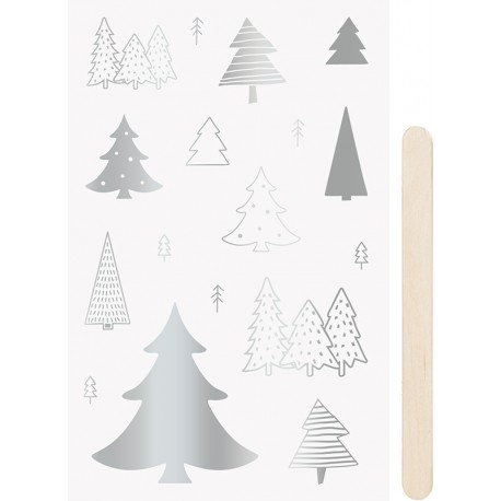 Letraset nalepke Smrekice srebrne barve 10x19cm