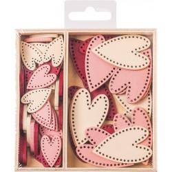 Leseni okraski Srca od 2,5 do 4,5cm, 54 kosov