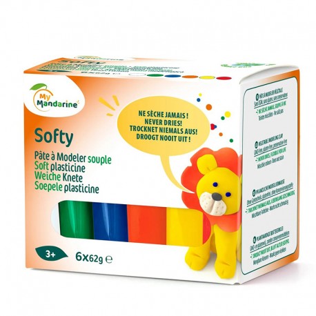 Softy Plastelin 6 x 62g. Osnovne barve