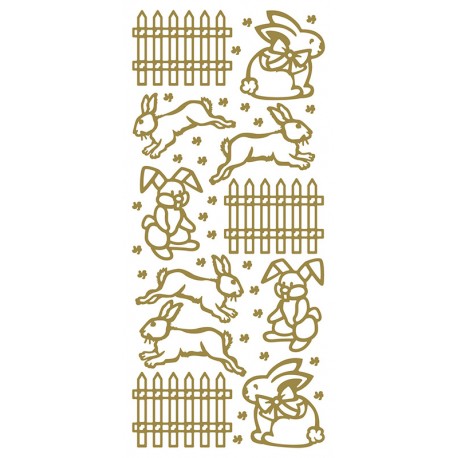 Konturna nalepka 10 x 23cm Zlata Zajčki