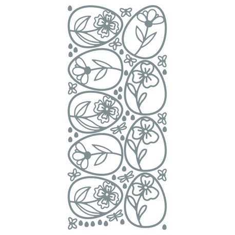 Konturna nalepka 10 x 23cm Srebrna Ornament jajca