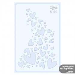 Šablona plastična U108 Srčki 13x20cm 3D debelina 0,5mm