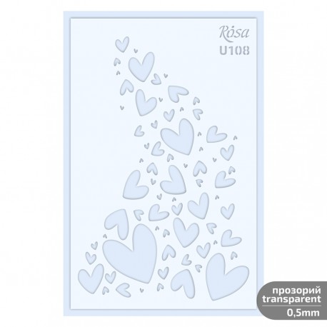 Šablona plastična U108 Srčki 13x20cm 3D debelina 0,5mm