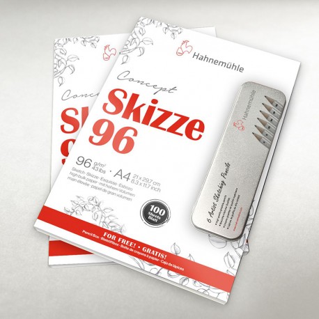 Hahnemuhle Skicirka A4 in A3 + komplet 6 grafitnik svinčnikov