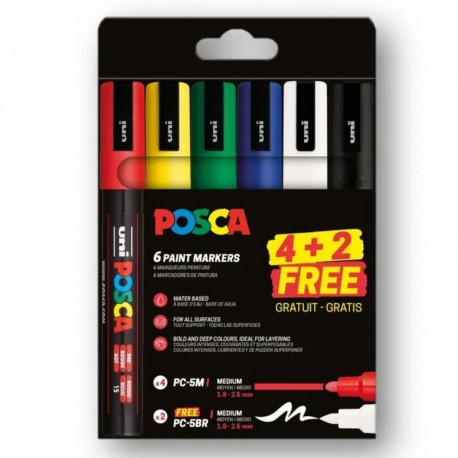Posca komplet 4PC-5M + 2PC-5BR gratis