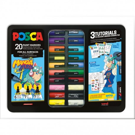 Posca Manga set 20 v kovinska škatla
