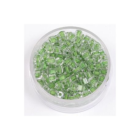 Perle kocke 3 x 3mm, barvna sredica zelena 20g.
