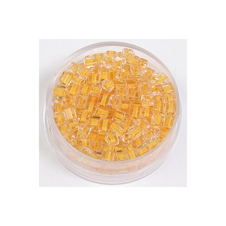 Perle kocke 3 x 3mm, barvna sredica rumene 20g.