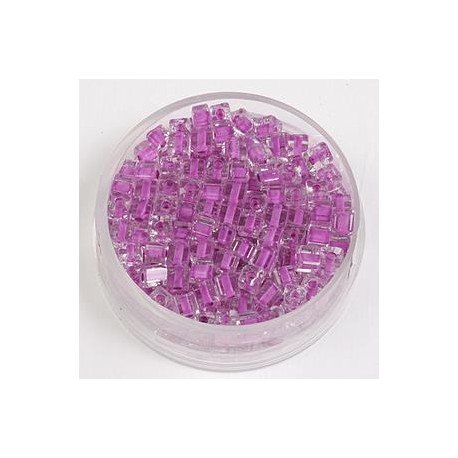 Perle kocke 3 x 3mm, barvna sredica lila 20g.