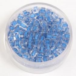 Perle kocke 3 x 3mm, barvna sredica modra 20g.