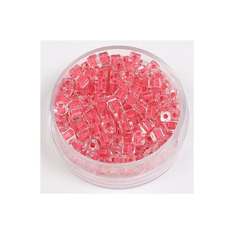Perle kocke 3 x 3mm, barvna sredica sv. rdeče 20g.