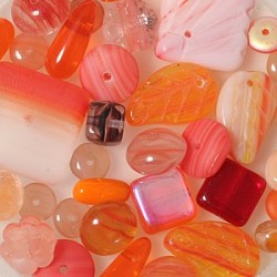 Steklene perle mešane 4-15mm,oranžne 75g.