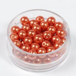 Voščene steklene perle 4mm, t. oranžna, 100kos