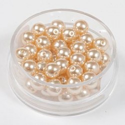 Voščene steklene perle 4mm, bež , 100kos