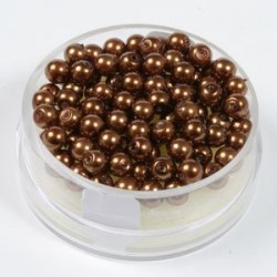 Voščene steklene perle 4mm, tem. rjave, 100kos