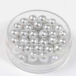 Voščene steklene perle 4mm, sv. sive, 100kos