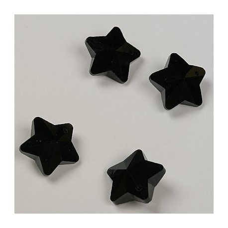 Stekleni brušeni obeski Zvezde 13 x 11mm, Črni, 4kosi