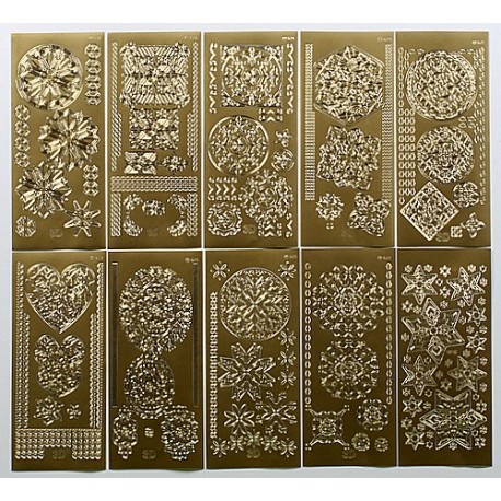 Komplet 10 3D nalepk ornamentne zlate