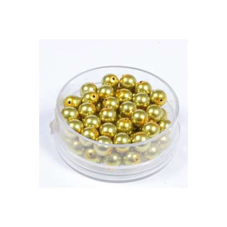 Voščene steklene perle 6mm, olivne, 55 kos