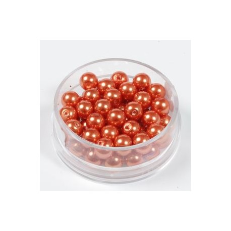 Voščene steklene perle 6mm, t. oranžne, 55 kos