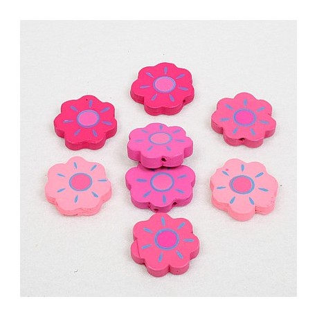 Lesene perle Roža ca 22mm, Roza b. 8 kosov 