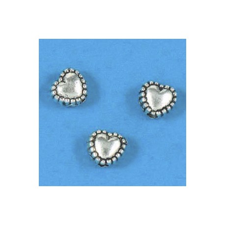 kovinske perle srčki, srebrne b. 5mm 15kos
