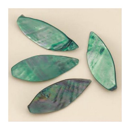 Biserna matica List 46 x 19mm, Zelena, 5 kos