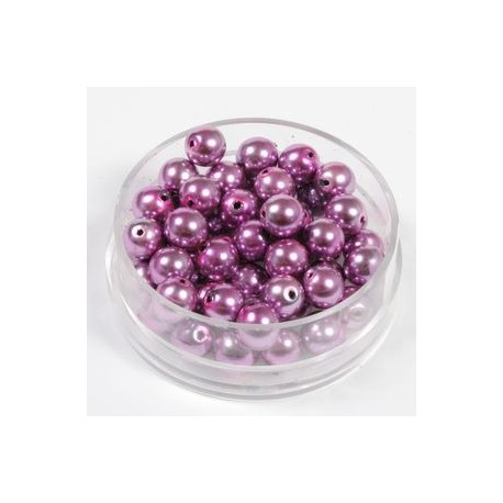 Voščene steklene perle 6mm, pink, 55 kos