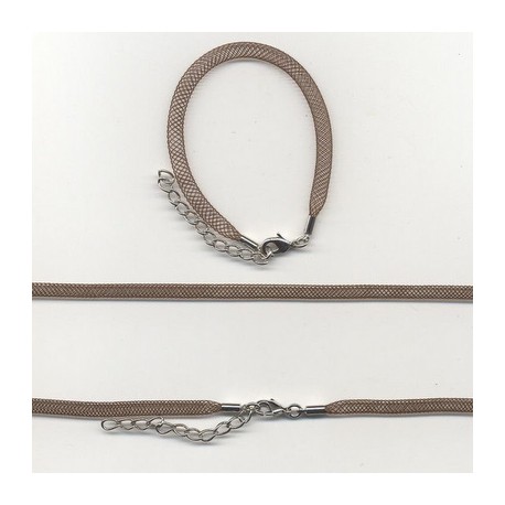 Pletena ogrlica in zapestnica iz najlona 5mm, 45cm+16cm, Rjava